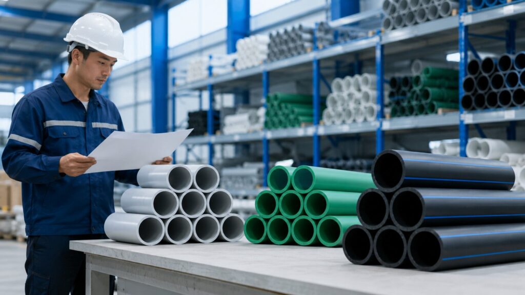Alt Text Perbedaan pipa PVC, PPR, dan HDPE untuk kebutuhan proyek