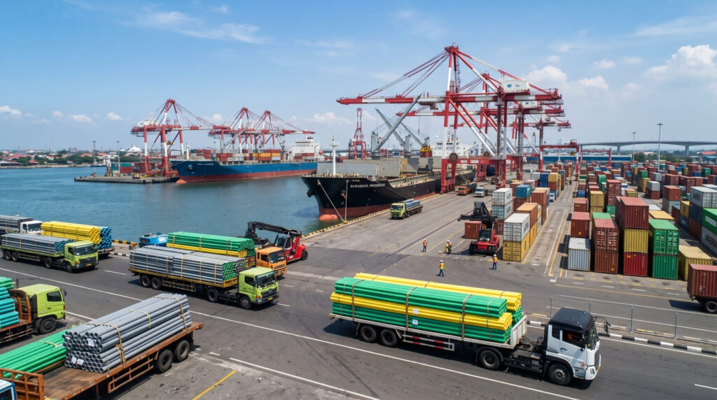 Pusat distributor pipa Surabaya dan Gresik siap kirim proyek ke Indonesia Timur